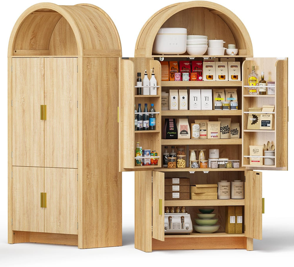 PRETZI 71" Arched Cabinet with Doors, Tall Arched Kitchen Pantry Storage...