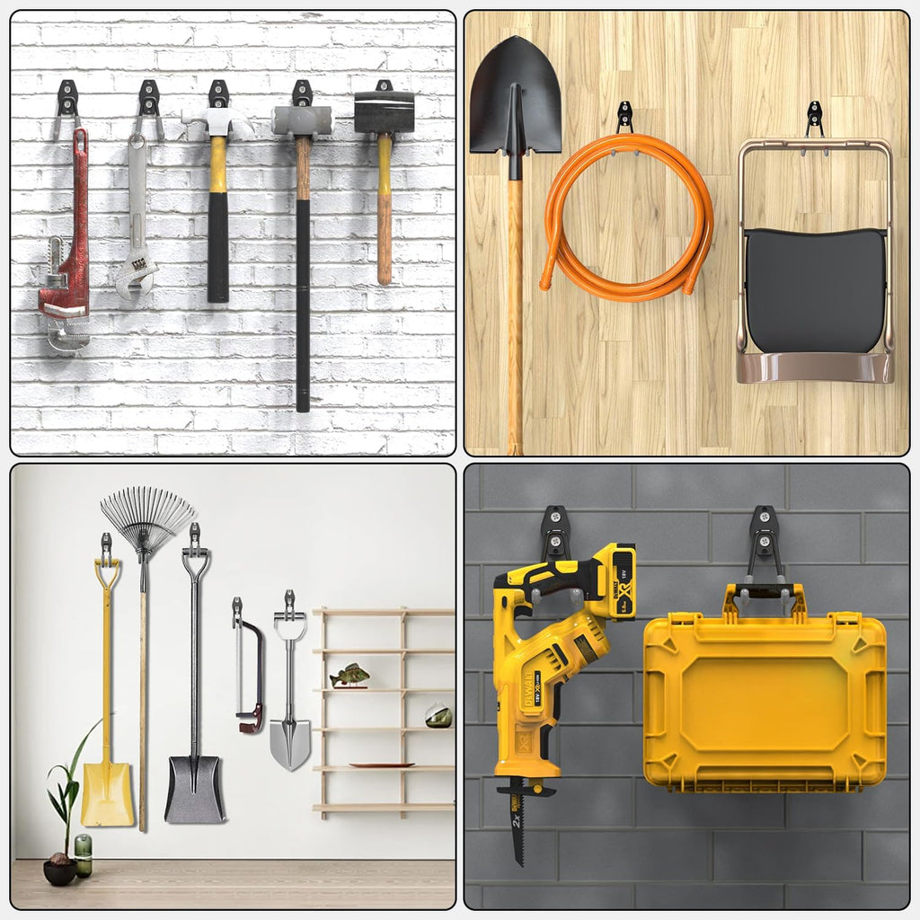 3-H Garage Wall Hooks 10 Pack, Garage Hooks Heavy Duty with Extra Welding Spots, Wall Storage Organizer for Hanging for Garden, Lawn, Yard (Grey)