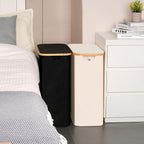 efluky Slim Laundry Basket with Lid, Narrow Laundry Hamper with Removable Bag, Skinny Dirty Clothes Basket with Bamboo Handles for Bathroom, Bedroom & Laundry Room, 65L Beige