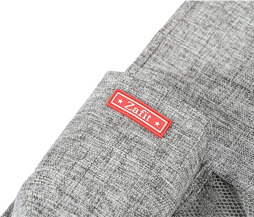 Linen Bedside Caddy, Bedside Storage Organizer for Hospital Beds, College Dorm Rooms or Baby Bed (4 Pockets-Grey)