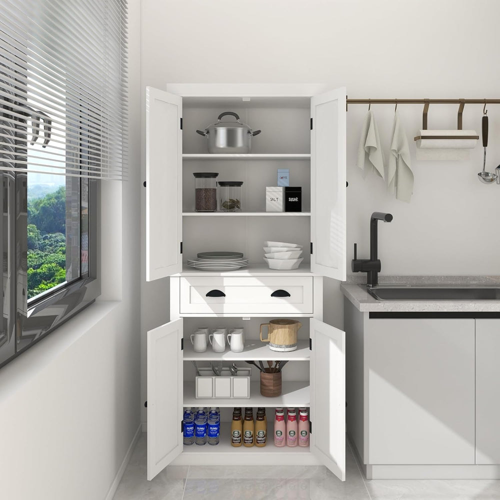 71" Pantry Cabinet, Freestanding Tall Cupboard Storage Cabinet with a Dr...