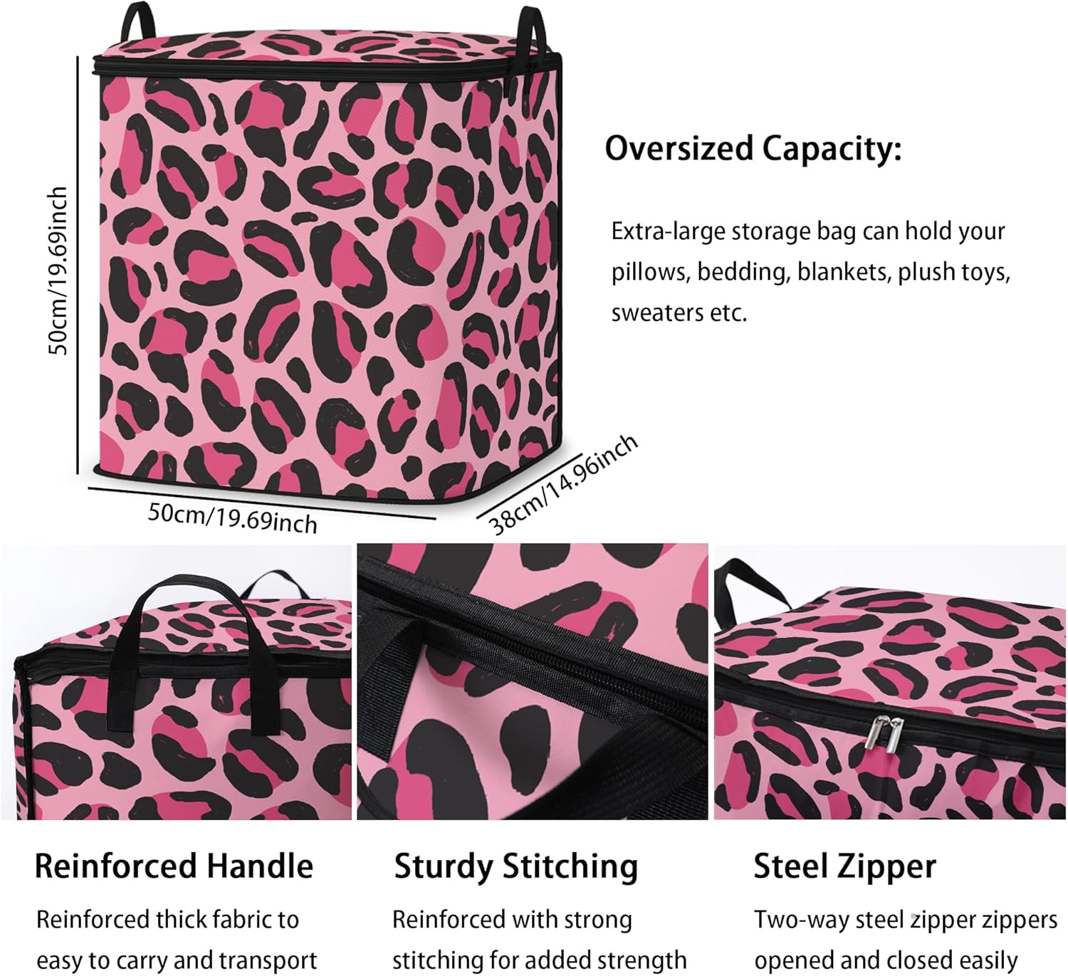 Large Comforter Storage Bag with Zipper,Closet Organizer for Clothes/Blankets/Quilts/Pillows,Fabric Storage Bags with Portable Handles 95L(2-Pack)