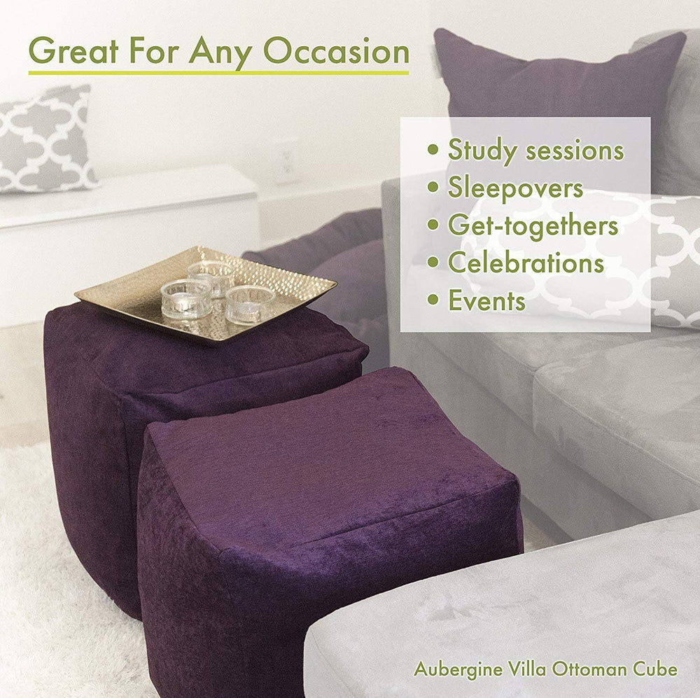 Majestic Home Goods South West Navy Cube Ottoman Pouf Foot-Rest Seat – Indoor...