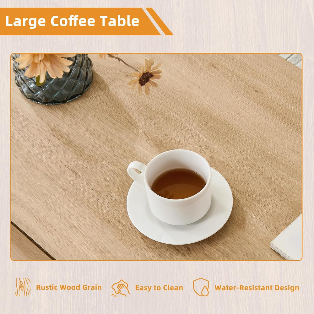 Lerliuo Farmhouse Coffee Tables for Living Room, Natural