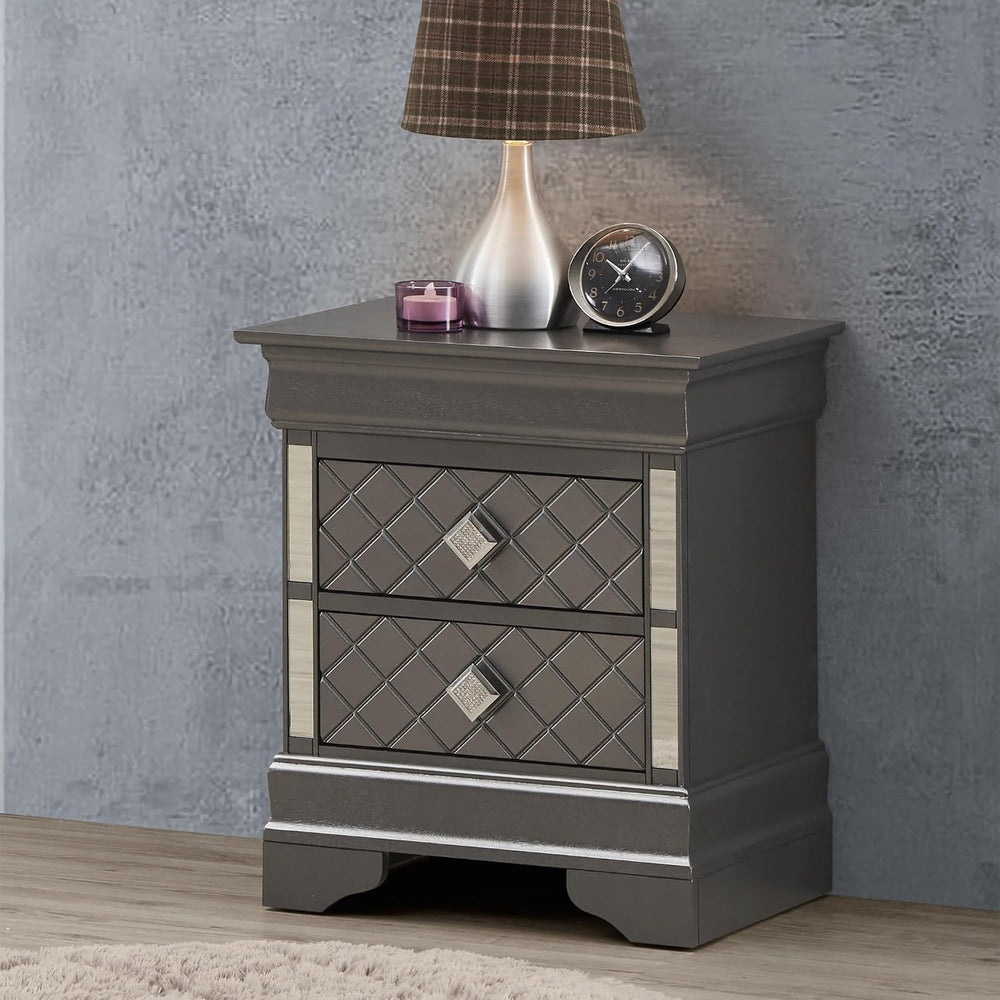 Metallic Black Modern Nightstand,for Small Spaces
