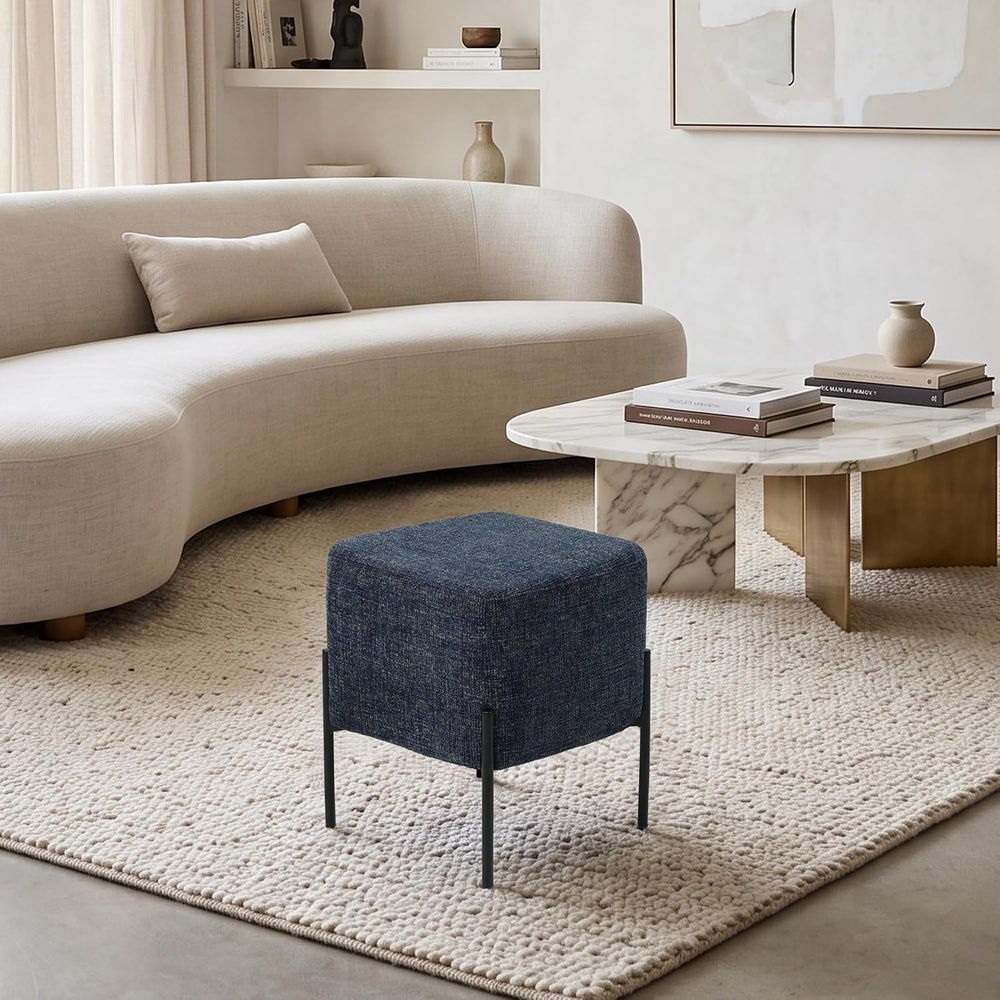 Get Set Style Square Foot Stool, Modern Linen Vanity Stool Chair Upholstered ...