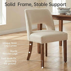 keoni Wooden Dining Chairs Set of 4, Mid Century Modern Upholstered Dining Room Chairs with Rubberwood Legs, Fabric Farmhouse Kitchen Chairs with Foot Pegs for Dining Room, Beige