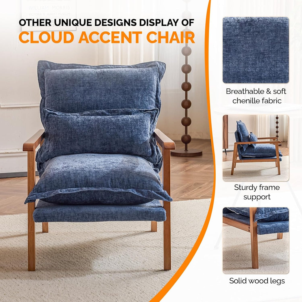 VINGLI Mid-Century Modern Cloud Accent Armchair with Lumbar Pillow, 6.3'&...