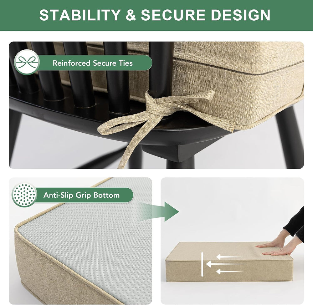 Summsun Outdoor Chair Cushions Set of 2, Faux Linen Patio Furniture Cushions,...