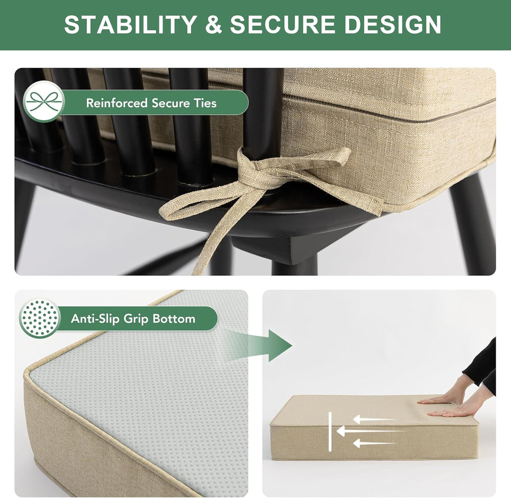 Summsun Outdoor Chair Cushions Set of 4, Faux Linen Patio Furniture Cushions,...