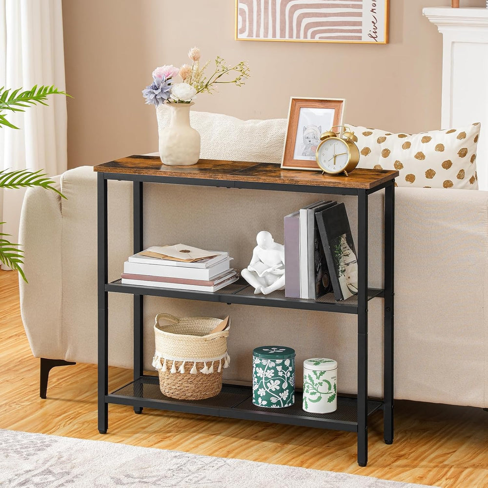 HOOBRO 29.5" Narrow Console Table, 3-Tier Entryway Table, Thin Sofa Tabl...