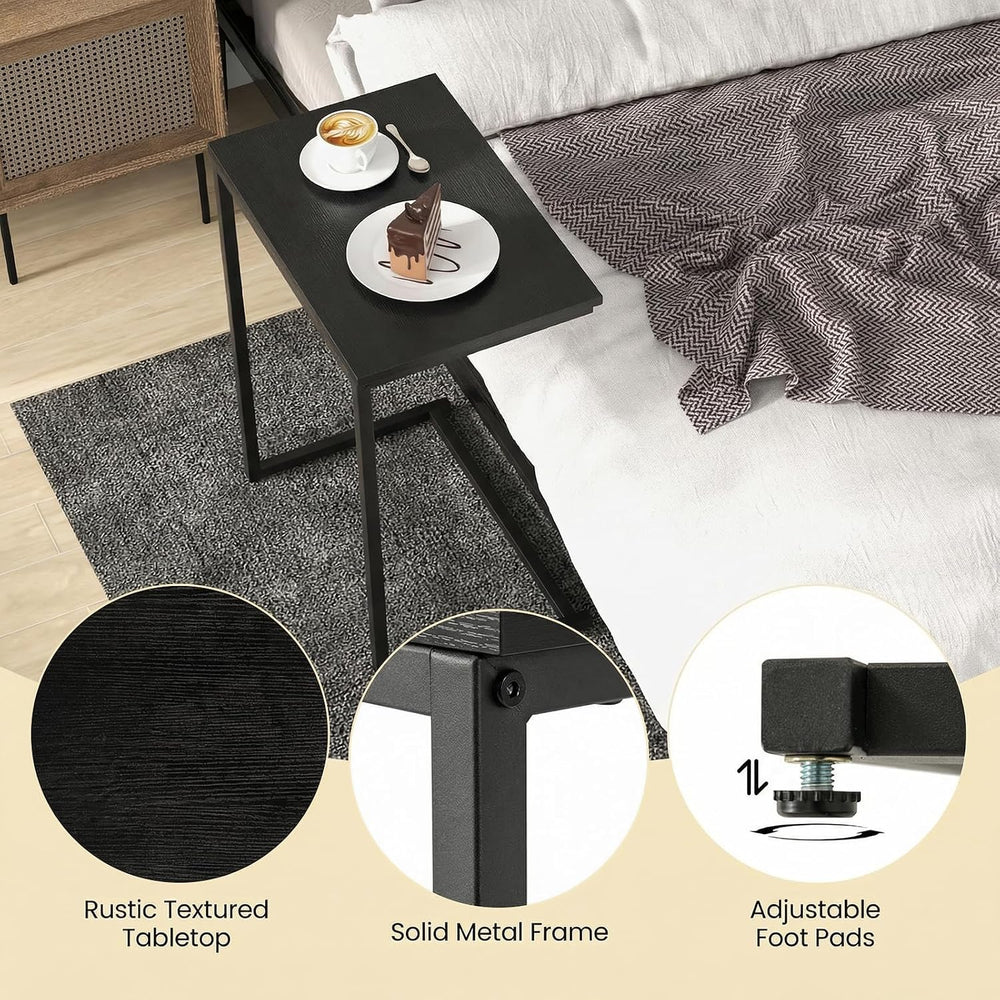 Giantex C Shaped End Table, 26.5" Slide-Under Couch Table for Laptop Cof...