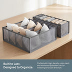 3 Pack Underwear Drawer Organizer - Foldable Fabric Storage Bins for Dresser & Closet, Sock and Bra Dividers, 3 Sizes for Bedroom Organization (Gray）
