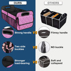 Deosk Car Trunk Organizer for SUV, Car Organizers and Storage with 6 Pocket, Car Accessories for Women/Men 70L Waterproof Polyester Trunk Organizer(Large, Pink)