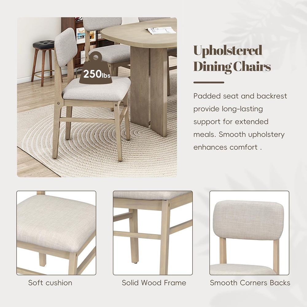 Harper & Bright Designs Dining Table and Chairs Set, 6-Piece Solid Wood D...