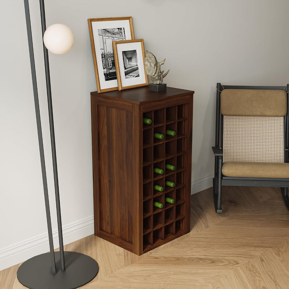 WERSMT 8-Tier Freestanding Wine Rack Wood, 32 Bottles Wine Rack Counter for S...