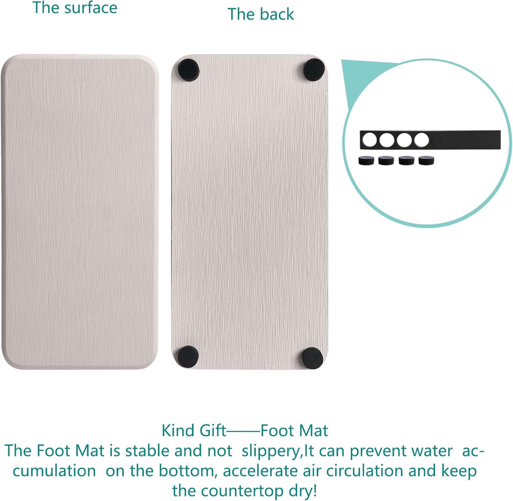 2 Pcs Water Absorbing Stone Trays, Kitchen/Bathroom Sink Soap Dish, Diatomite Tray Used for Hand Soap & Cosmetic Bottles in The Modern Home, 3.5" W x 7.1" L, White