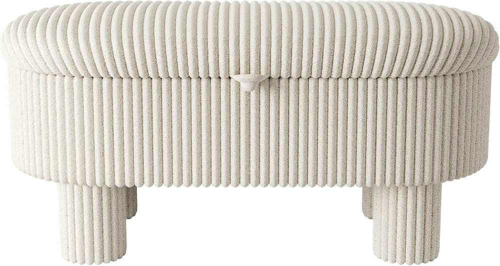 Merax Modern Storage Ottoman, Corduroy Upholstered Bench with Cylinder Legs, ...