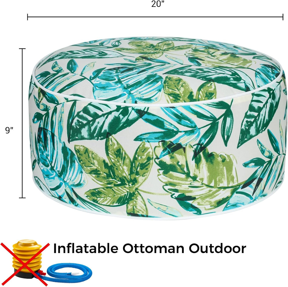 Inflatable Outdoor Ottoman,20"x9" Portable Patio Pouf,Water Resista...