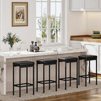 HOOBRO Bar Stools, Set of 4 Bar Chairs, 24.8-Inch Height Stools, Breakfast Bar Stools, Kitchen Stools, 2" Thick Upholstery, for Kitchen, Dining Room, Cafe, Bar Counter, Black BB21BYP401
