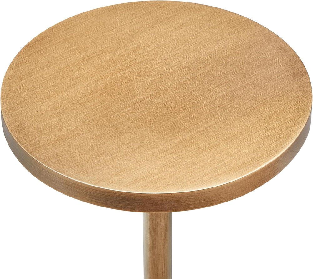 Adjustable Height Accent Table, Antique Brass Metal Side Table with Pedestal ...