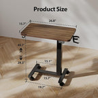 Agilestic Portable Standing Desk Height Adjustable, Mobile Table with Wheels, Small Size Sit Stand Table for Laptops, Rolling Desk for Home, 26" x 15.7"Computer Workstation, Dark Walnut
