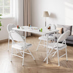 IDEALHOUSE 4 Feet Folding Table, Protable Foldable Card Table, Gray | Metal Legs Support, Upholstered PU Leather Tabletop, Heavy Duty, No Assembly Required, Perfet for Indoor and Outdoor