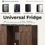 OKD 60" Fluted Coffee Bar Cabinet with Mini Fridge Space, Dark Walnut | Mini Fridge Compatible, Built In Charging Station, 3 Stemware Racks, 2 Drawers, 2 Cabinets, Home Bar Cabinet Storage