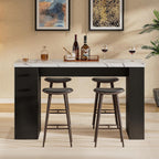 Kitchen Island Table, 59-Inch Modern Counter Height Dining Table | kitchen table w/Pull-Basket Drawer, 3-Tier Shelves,1.5"Thick Marble Tabletop, Bar Table for Dining Living Room Balcony Bistro
