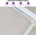 PURPLE LEAF Oversized Chaise Lounge Chair Set of 2 with Wheels, Linen | White finish reflects sun heat, Light & tough aluminum frame, Fast-dry fabric less moisture buildup, 5-height adjust, Tight