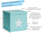 STORE.IT storage box with lid, mint green with white star, medium-density fibreboard reinforced, polyester/MDF, 33 x 33 x 33 cm (672265)