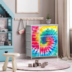 Sorbus Dresser with 7 Drawers - Furniture Storage Chest for Kid’s, Teens, Bedroom, Nursery, Playroom, Clothes, Toys - Steel Frame, Wood Top, Tie-dye Fabric Bins (7-Drawer, Tie-dye)