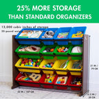Humble Crew Supersized Toy Storage Organizer with 16 Removable Bins, Walnut/Primary – Large Toy Storage for Toddlers Ideal for Kids' Rooms, Playrooms, and Nurseries - Modern Toy Bins for Kids