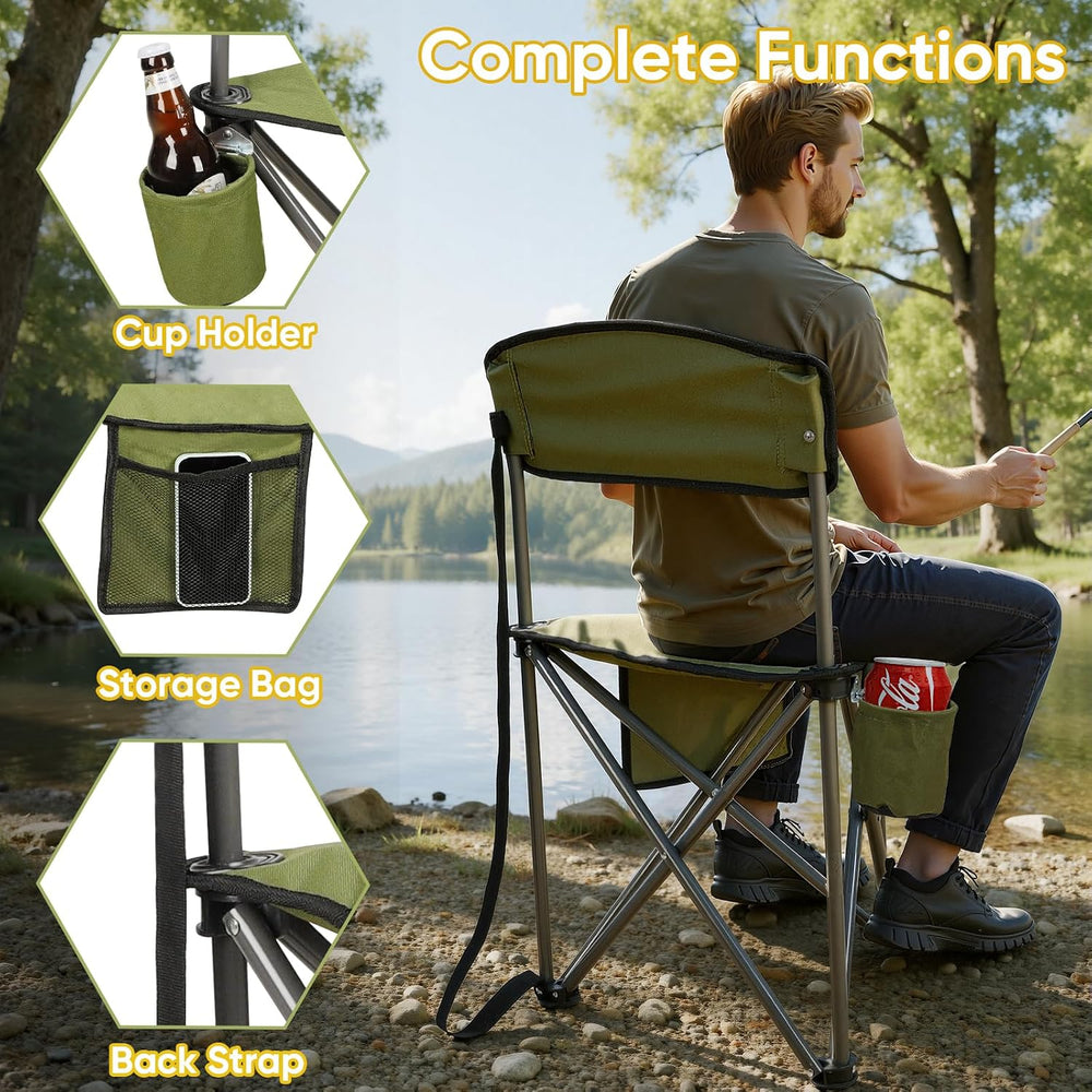 2 Pack Tripod Camping Chairs, Portable 3 Legged Folding Tripod Stool Seat wit...
