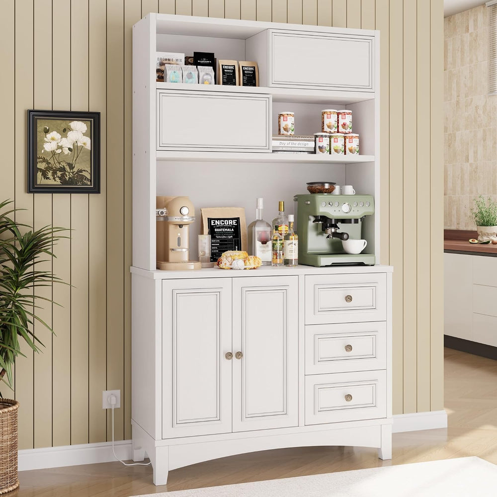 BLANKSPACE 71" Tall Kitchen Pantry Cabinet with Microwave Shelf Built-in...