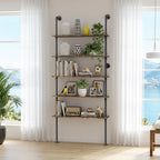 Merapi 5 Tier Rustic Industrial Pipe Floating Wall Shelves | Wall Mounted Shelves for Coffee Bar & Bookshelf Farmhouse Wall Shelf for Kitchen, Living Room, Bathroom & Pantry Organizer