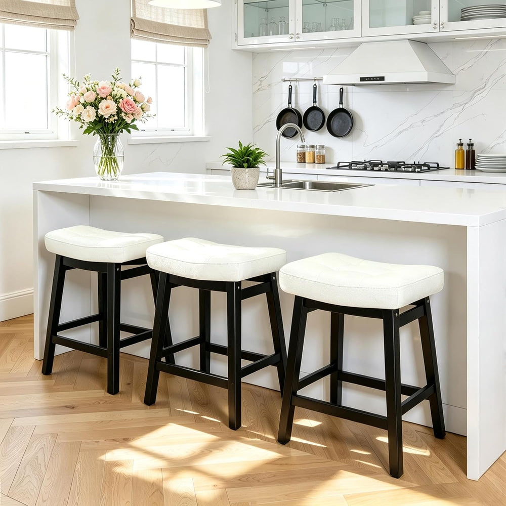RNKSFX Counter Height Bar Stools Set of 3 for Kitchen Counter, Backless Farmh...