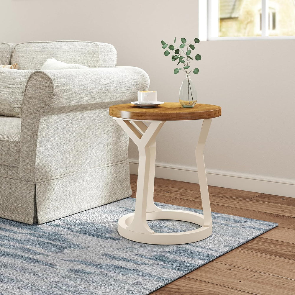 Kinfant Accent Side Table - Vintage Wood End Table Sofa Table with Bottom She...