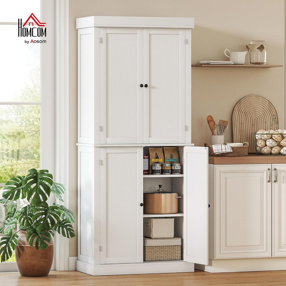 HOMCOM 72.5" Tall Kitchen Pantry Cabinet, Freestanding Modern Farmhouse ...