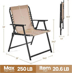 Yaheetech Patio Dining Chairs Set of 2 with Armrests and Backrests, Outdoor Texteline Folding Chairs All Weather for Garden, Lawn, Porch and Backyard, Beige