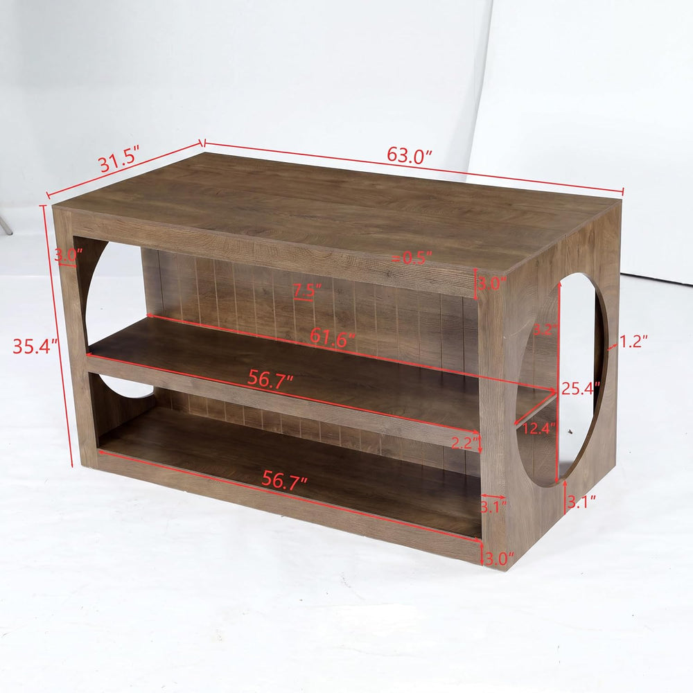 Tribesigns 63-Inch Kitchen Island with Seating and Storage | 3-Tier Farmhouse...