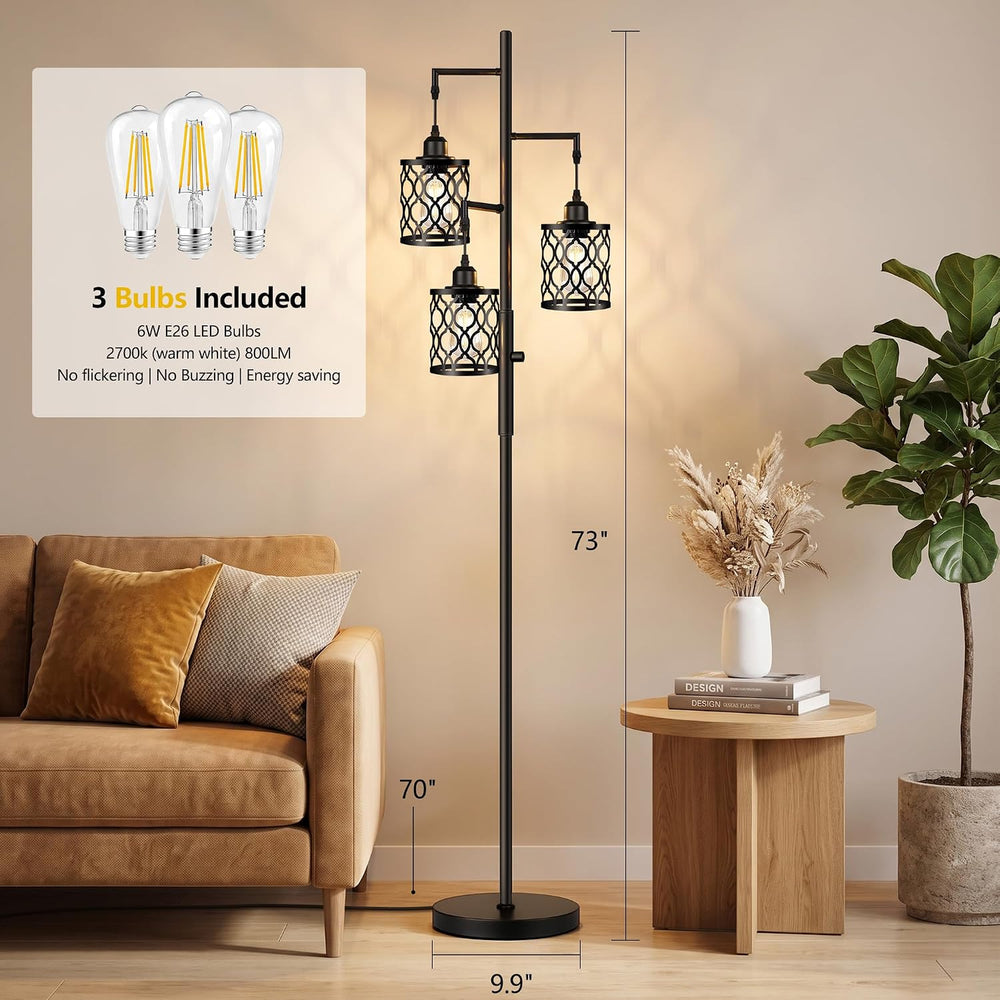 73" Dimmable Farmhouse floor lamps for living room, Industrial Tree Floo...