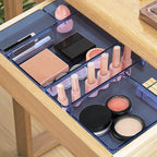 13 PCS Drawer Organizer Set, 5 Varied Size Bathroom and kitchen Drawer cabinet organizer Trays, Clear Storage Bins for Makeup, Jewelry, Utensils and Gadgets, Dark Blue