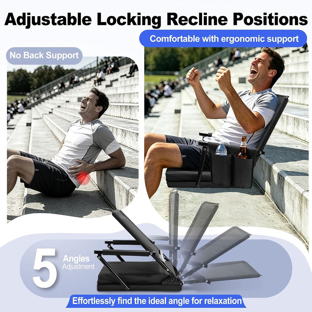 2 Packs Foldable Stadium Seats with Adjustable Backrest Positions, Back Suppo...