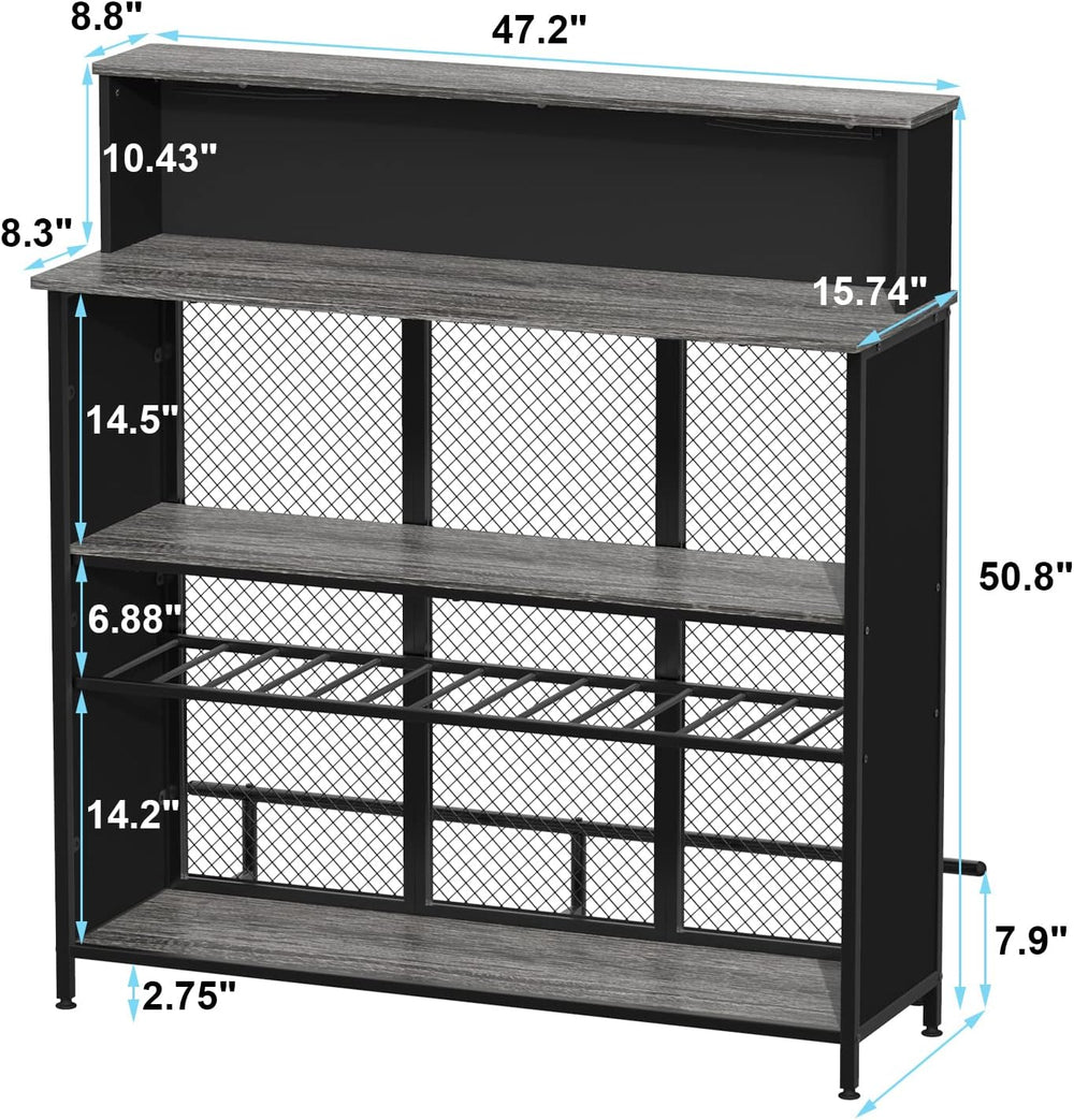 GDLF Liquor Cabinet, 47.2" W Mini Bar for Home with Wine Rack& Storage