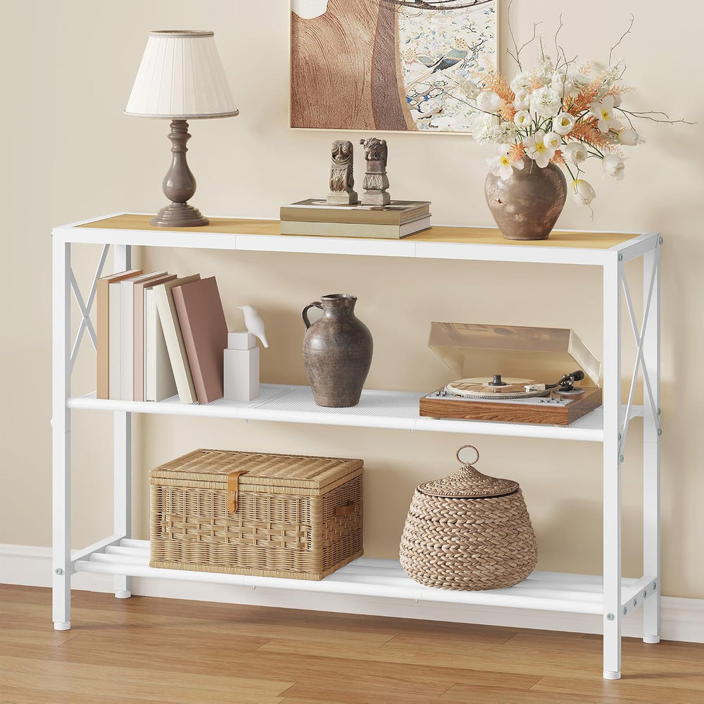 Hoctieon Industrial Console Table, 3 Tier Entryway Tables, Hallway Desk, Narr...
