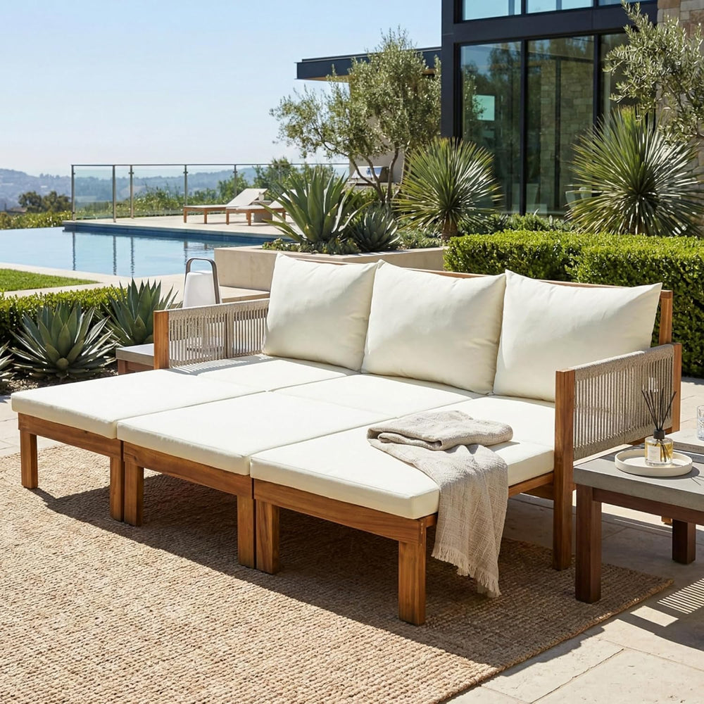 Outdoor Daybed Patio Sofa Bed 3 Seat Sunbed,Sleeper Couch for Patio, Backyard...