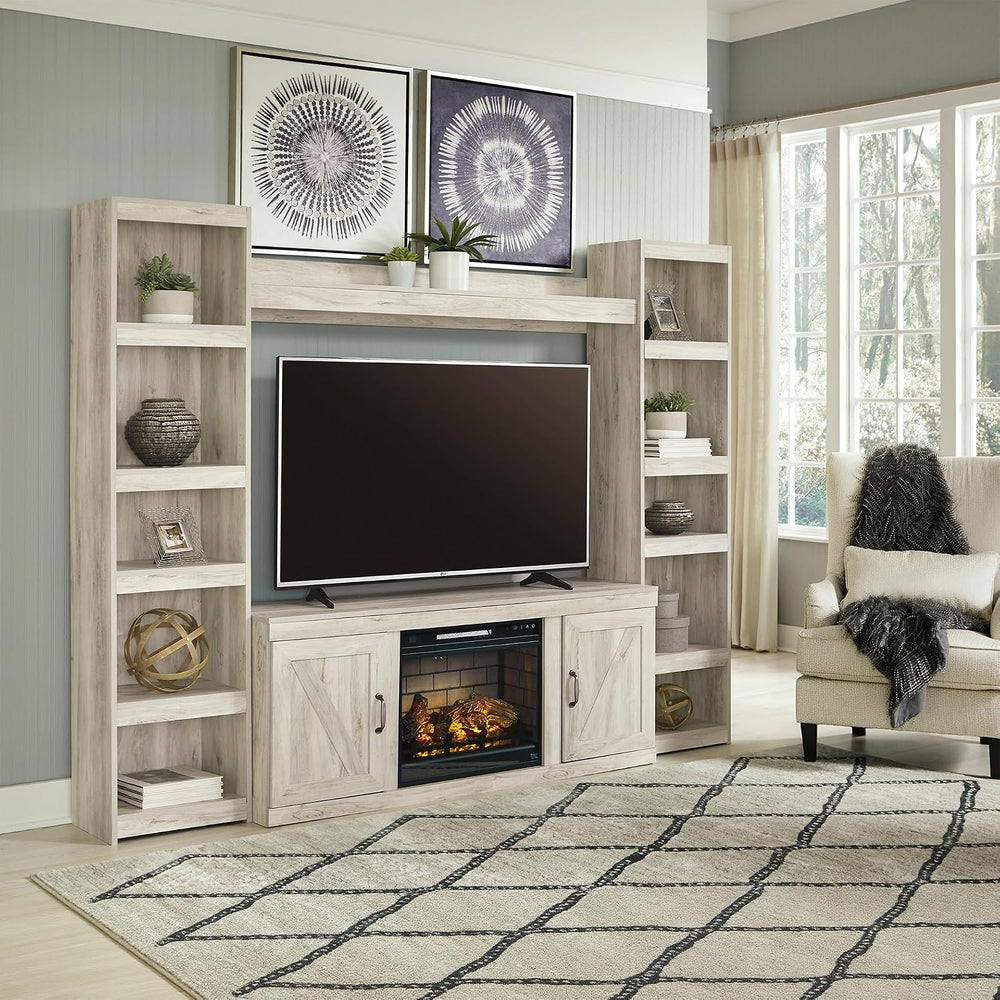 Signature Design by Ashley Bellaby Tall White Bookcase Pier, Whitewash