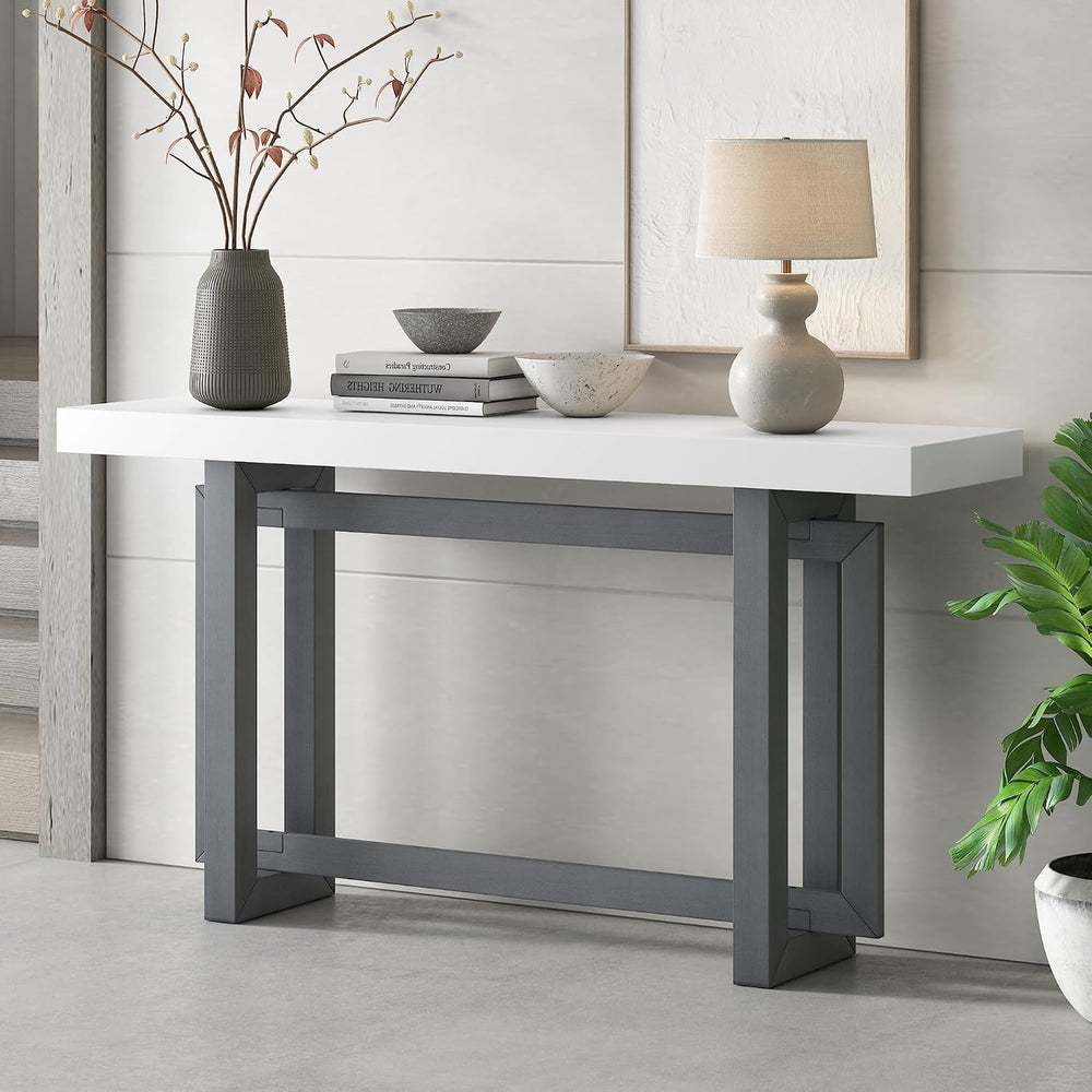 Contemporary Console Table with Wood Top, 59" Wood Extra Long Entryway T...