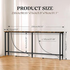 GRLEAF 90" Sofa Table with Built-in Power Strip (4 AC Outlets & 4 USB Ports) – 4.9ft Power Cord, Metal Frame, Easy Assembly, Long Couch Table Behind Sofa, Living Room and Home Office | Rustic Brown